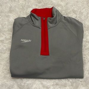 Speedo men fleece 1/4 zip sweater Grey and red